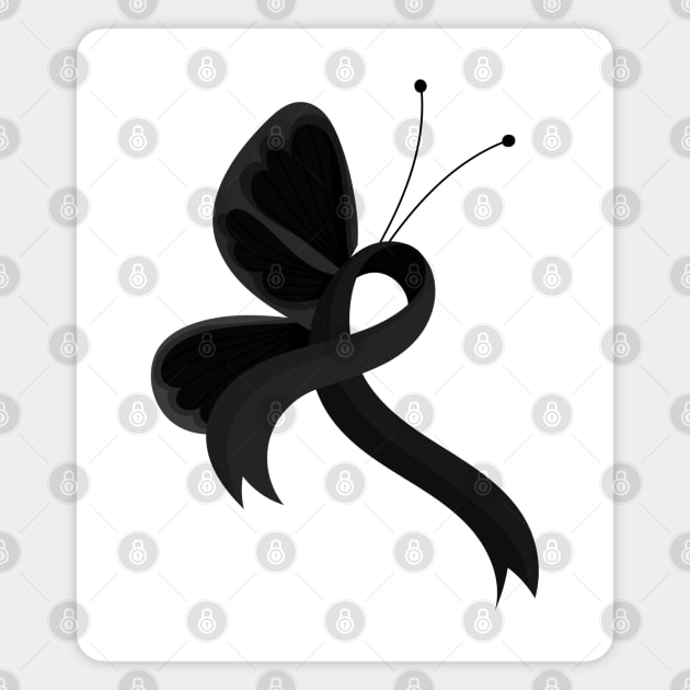 Black Awareness Ribbon Butterfly Magnet by HolidayBug